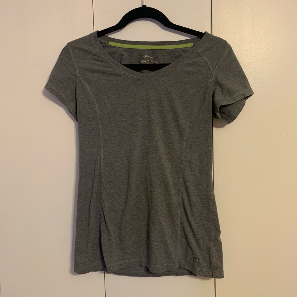 Gray V-Neck Exercise Tee
